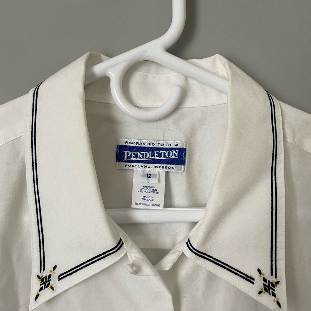 Vintage Pendleton Button Down Embroidered Collar … - image 4